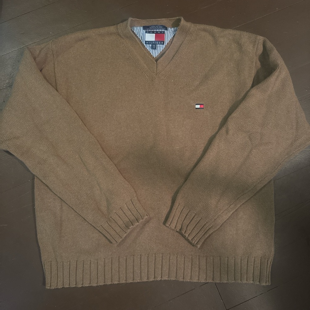 Tommy Hilfiger Tan V-Neck Sweater
